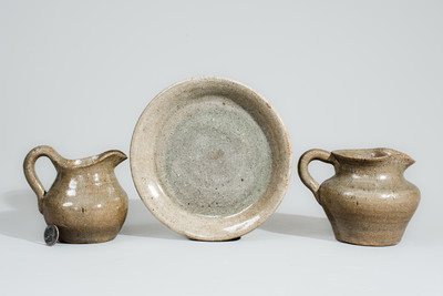 Three Alkaline-Glazed Stoneware Articles, probably Arie or Cheever Meaders, Cleveland, GA, c1950s-60s
