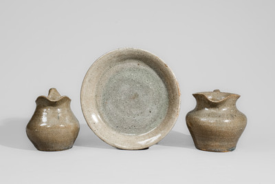 Three Alkaline-Glazed Stoneware Articles, probably Arie or Cheever Meaders, Cleveland, GA, c1950s-60s