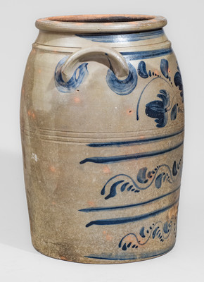 Six-Gallon Western PA Stoneware Jar w/ Elaborate Freehand Cobalt Decoration