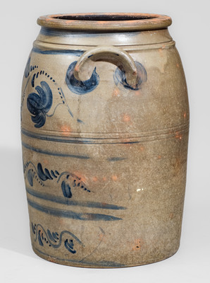 Six-Gallon Western PA Stoneware Jar w/ Elaborate Freehand Cobalt Decoration