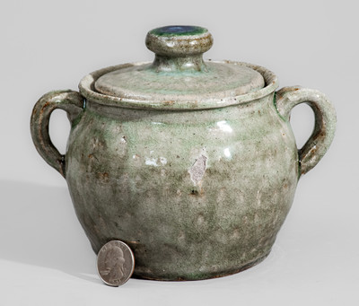 Alkaline-Glazed Stoneware Sugar Bowl attrib. Arie or Cheever Meaders, Cleveland, GA