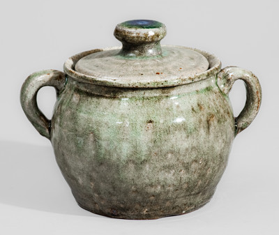 Alkaline-Glazed Stoneware Sugar Bowl attrib. Arie or Cheever Meaders, Cleveland, GA