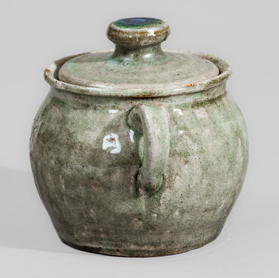 Alkaline-Glazed Stoneware Sugar Bowl attrib. Arie or Cheever Meaders, Cleveland, GA