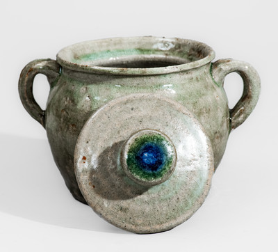 Alkaline-Glazed Stoneware Sugar Bowl attrib. Arie or Cheever Meaders, Cleveland, GA
