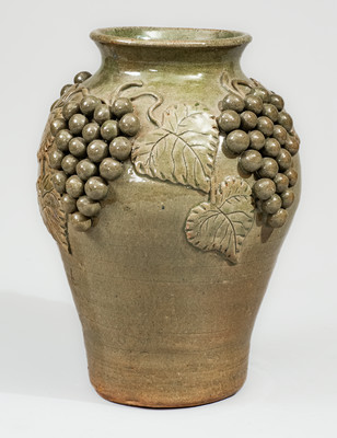 Exceptional Alkaline-Glazed Stoneware Grapes Vase attrib. Lanier Meaders, c1975