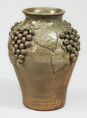 Exceptional Alkaline-Glazed Stoneware Grapes Vase attrib. Lanier Meaders, c1975