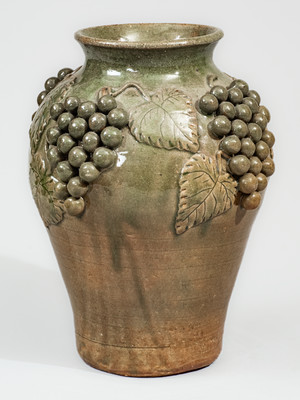 Exceptional Alkaline-Glazed Stoneware Grapes Vase attrib. Lanier Meaders, c1975