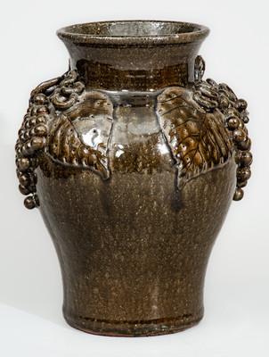 Alkaline-Glazed Stoneware Grapes Vase Signed "Lanier Meaders," c1975