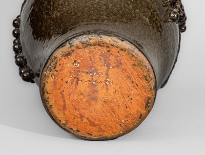 Alkaline-Glazed Stoneware Grapes Vase Signed "Lanier Meaders," c1975