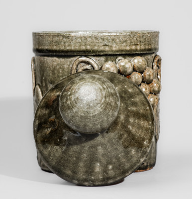 "Edwin Meaders" (Cleveland, GA) Stoneware Lidded Jar w/ Grapes Motif, 1960s-70s