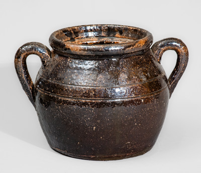 Alkaline-Glazed "Lm" (Lanier Meaders, circa 1960s) Alkaline-Glazed Stoneware Bean Pot