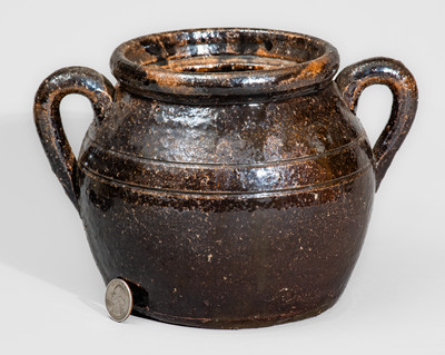 Alkaline-Glazed "Lm" (Lanier Meaders, circa 1960s) Alkaline-Glazed Stoneware Bean Pot