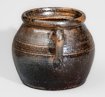 Alkaline-Glazed "Lm" (Lanier Meaders, circa 1960s) Alkaline-Glazed Stoneware Bean Pot