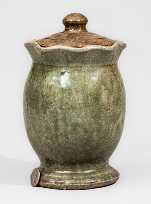 Early-Period "EM" (Edwin Meaders, Cleveland, GA) Stoneware Vase w/ Lid, c1960s-70s