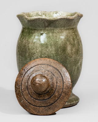 Early-Period "EM" (Edwin Meaders, Cleveland, GA) Stoneware Vase w/ Lid, c1960s-70s