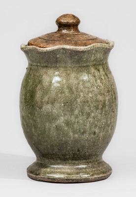 Early-Period "EM" (Edwin Meaders, Cleveland, GA) Stoneware Vase w/ Lid, c1960s-70s