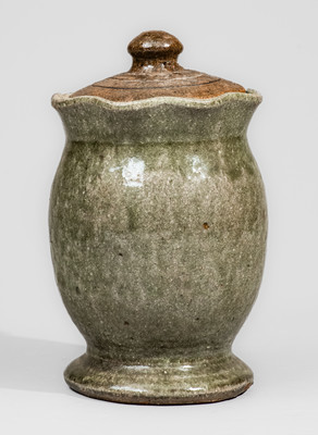 Early-Period "EM" (Edwin Meaders, Cleveland, GA) Stoneware Vase w/ Lid, c1960s-70s