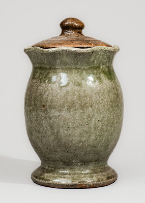 Early-Period "EM" (Edwin Meaders, Cleveland, GA) Stoneware Vase w/ Lid, c1960s-70s