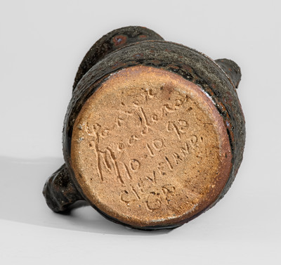 Scarce "Lanier Meaders / 10-10-95 / CLEVELAND, GA" Small-Sized Stoneware Pitcher