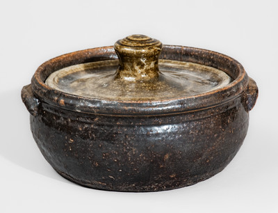 Early-Period "Lm" (Lanier Meaders, circa 1960s) Stoneware Bean Pot w/ Lid