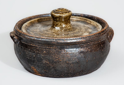 Early-Period "Lm" (Lanier Meaders, circa 1960s) Stoneware Bean Pot w/ Lid