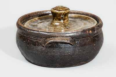 Early-Period "Lm" (Lanier Meaders, circa 1960s) Stoneware Bean Pot w/ Lid