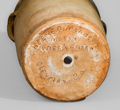 Scarce "ChEEVER MEADERS / MOSSY / CREEK GREEN / CLEVELAND, GA" Stoneware Flowerpot