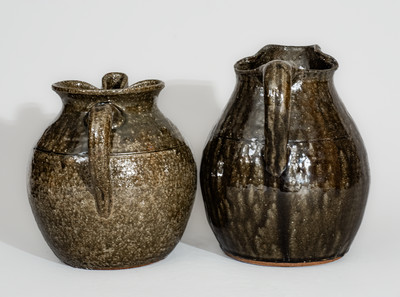 Two Alkaline-Glazed Stoneware Pitchers, Signed "Lanier Meaders," c1970s-80s