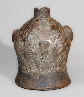 Very Rare Albany-Slip-Decorated Stoneware Face Jug, attrib. Charles P. Ferguson, Barrow County, Georgia