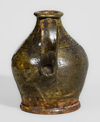 Rare Small-Sized New England Redware Jug, Inscribed "AB / 1816"