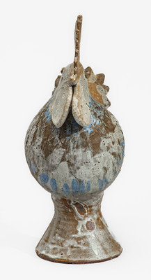 Rare AM (Arie Meaders) Stoneware Rooster w/ Blue Slip Decoration, circa 1956-69