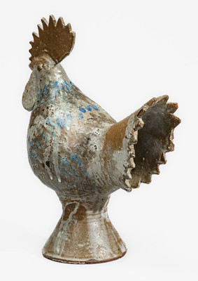 Rare AM (Arie Meaders) Stoneware Rooster w/ Blue Slip Decoration, circa 1956-69