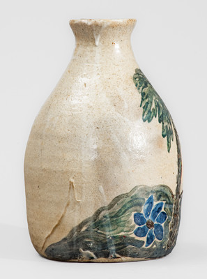 Extremely Rare MEADERS (Arie Meaders, Cleveland, GA, c1956-69) Stoneware Vase w/ Multi-Colored Palm Tree