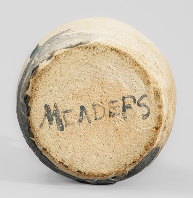 Extremely Rare MEADERS (Arie Meaders, Cleveland, GA, c1956-69) Stoneware Vase w/ Multi-Colored Palm Tree