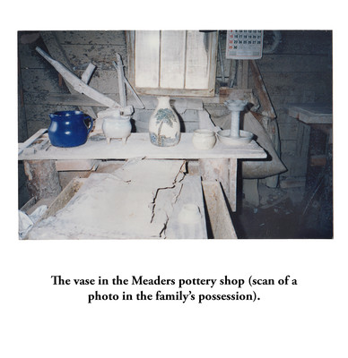 Extremely Rare MEADERS (Arie Meaders, Cleveland, GA, c1956-69) Stoneware Vase w/ Multi-Colored Palm Tree