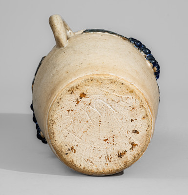 Scarce "Lm" (Lanier Meaders) Early-Period Glazed Stoneware Lidded Jar w/ Grapes Motif, c1960s