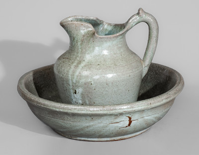 Rare "Lanier Meaders / 4-7-69" Early-Period Stoneware Pitcher and Bowl Set