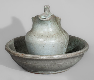 Rare "Lanier Meaders / 4-7-69" Early-Period Stoneware Pitcher and Bowl Set