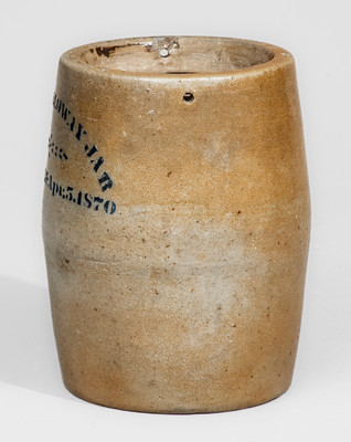 Rare Western PA Stoneware Canning Jar: THE GALLOWAY JAR / 1870