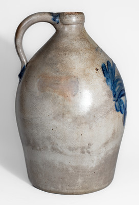 COWDEN & WILCOX / HARRISBURG Stoneware Jug w/ Cobalt Cherries Decoration