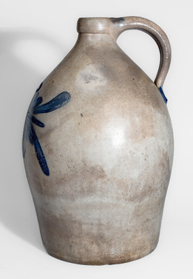 COWDEN & WILCOX / HARRISBURG Stoneware Jug w/ Cobalt Cherries Decoration