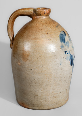 H.B. PFALTZGRAFF / YORK, PA Stoneware Jug w/ Cobalt Floral Decoration