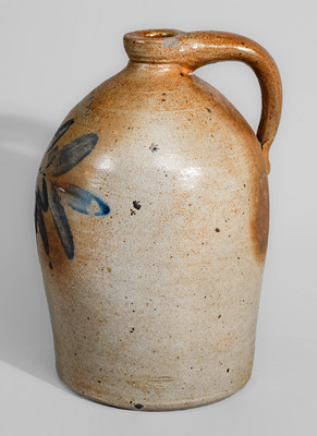 H.B. PFALTZGRAFF / YORK, PA Stoneware Jug w/ Cobalt Floral Decoration