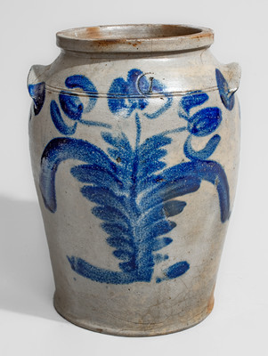 Baltimore Stoneware Jar w/ Elaborate Cobalt Floral Decoration, c1830