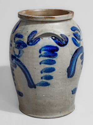 Baltimore Stoneware Jar w/ Elaborate Cobalt Floral Decoration, c1830
