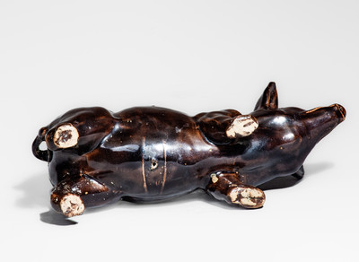 Attrib. Monmouth Pottery, Illinois Albany-Slip-Glazed Stoneware Pig Figure