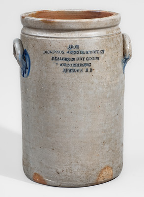 Very Rare Four-Gallon P. HERRMANN (Baltimore) Stoneware Jar w/ Newtown / Pocomoke City, MD Advertising