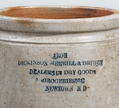 Very Rare Four-Gallon P. HERRMANN (Baltimore) Stoneware Jar w/ Newtown / Pocomoke City, MD Advertising