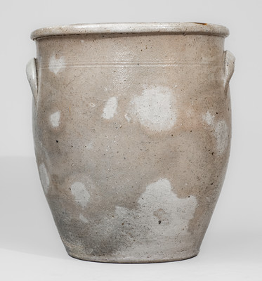 Rare Midwestern Four-Gallon Stoneware Jar w/ Elaborate Cobalt Rooster Decoration, probably Ohio