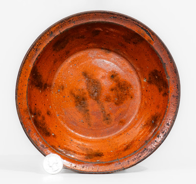 Very Rare Redware Bowl w/ Copper Decoration, probably Randolph County, North Carolina